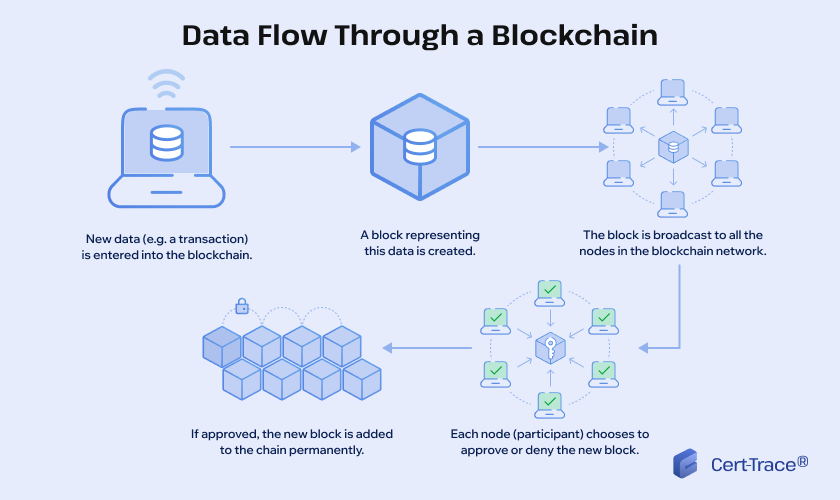 Data flow through a blockchain